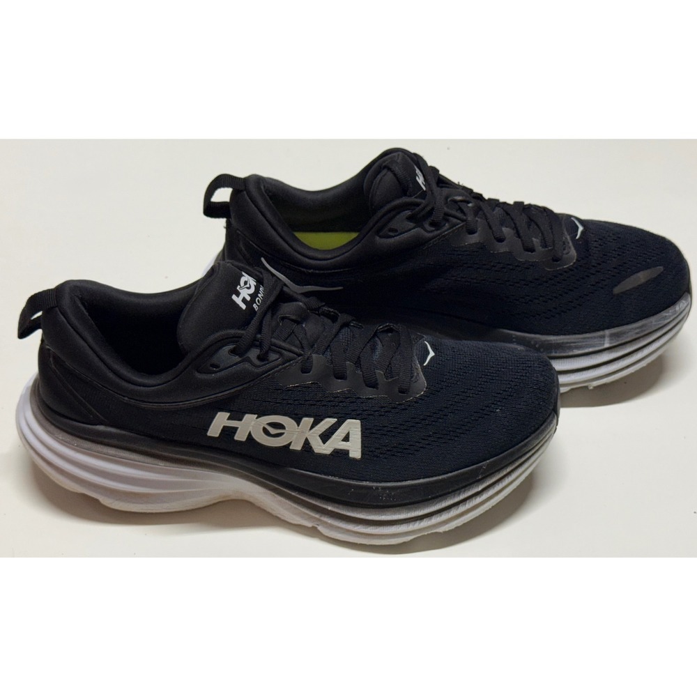 Hoka Bondi 8 Womens Running Shoes Black White 1127952 BWHT Size 9.5B